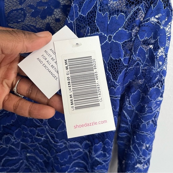 Shoe Dazzle NWT Royal Blue Lace Ruffle Trim Dress - Picture 11 of 14